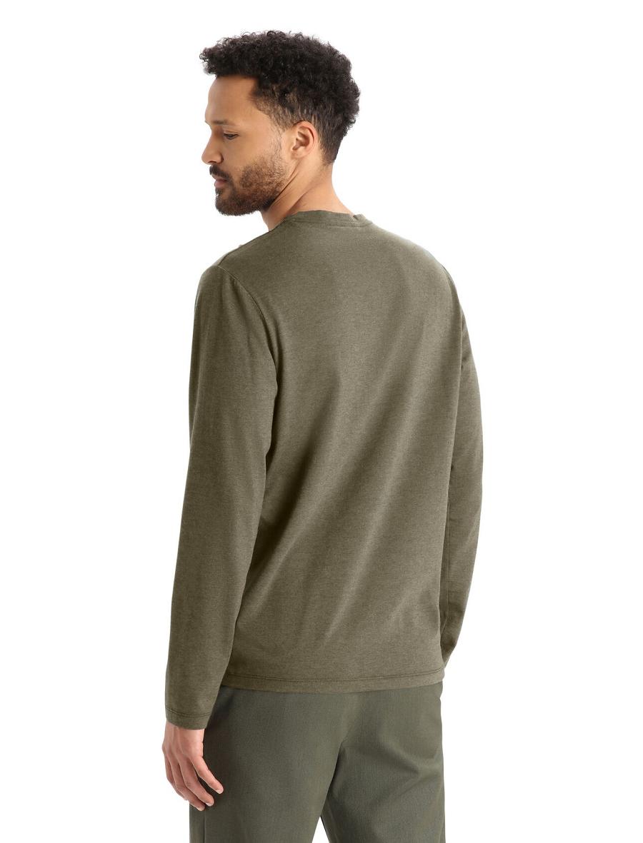 Icebreaker Merino Central Classic T-Shirt Canopy Camper Férfi Long Sleeve Olivazöld | HU 1225DFMN